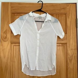 White Button Down Short Sleeve Madewell top